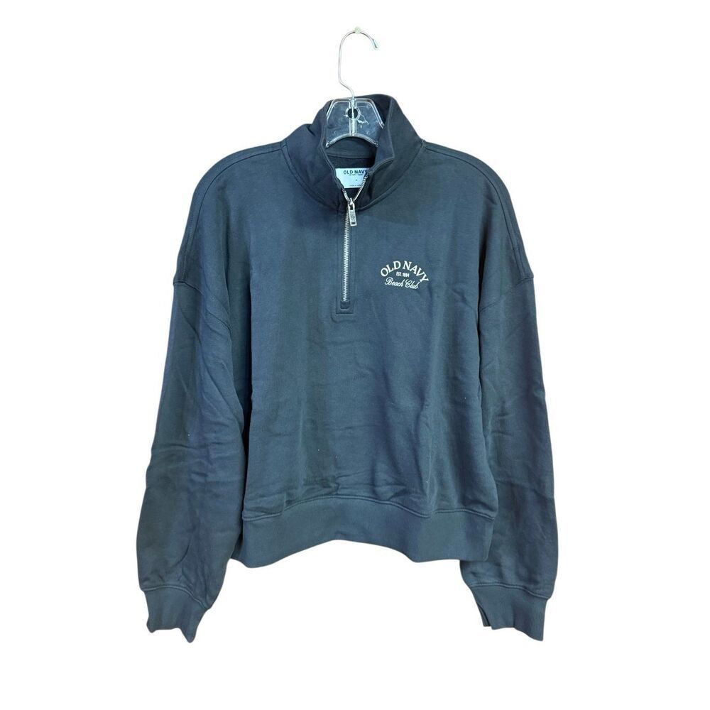 Old Navy SoComfy Oversized Logo Half-Zip Sweatshirt Gray Sz M NWT